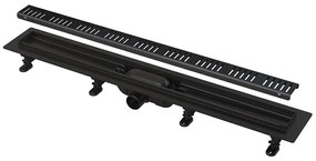 Set rigola de dus cu capac, AlcaPlast, Simple, 75 cm, negru mat