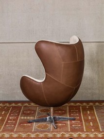 Fotoliu lounge premium din piele integrală superioară și lână naturală, „Tenzing”