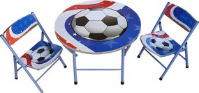 Masuta pliabila pentru copii din MDF Novokids™ Round folding table, Cu doua scaune pliabile, Diametru 60 cm, 2 niveluri de inaltime, Suprafata