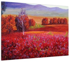 Tablou pe sticlă - Peisaj roșu (70x50 cm)