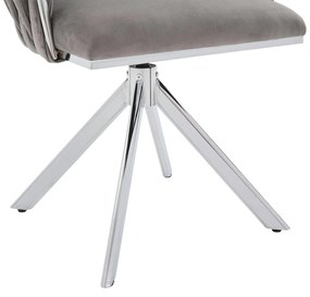 Set de 2 scaune pivotante din catifea, Gri | Aosom Romania