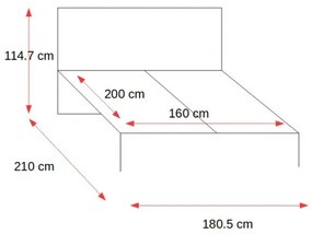 Set Pat Cu 2 Noptiere Brasov, Negru, Dimensiune Saltea 160 x 200 Cm