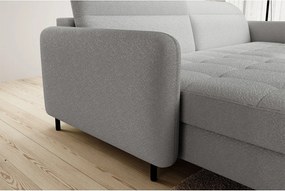 Colțar gri extensibil/cu spațiu de depozitare cu tapițerie din țesătură bouclé (cu colț pe partea stângă/cu șezlong) Gomsi – ELTAP