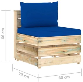 Set mobilier de gradina cu perne, 6 piese, lemn verde tratat albastru si maro, 6
