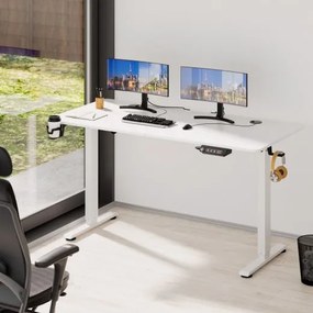 Deuba Birou de birou reglabil pe inaltime alb-140x60x118 cm