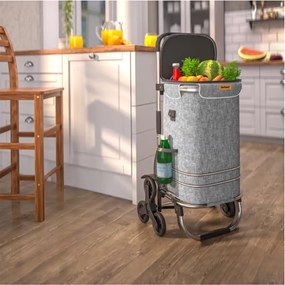 Jurhan Geantă de cumpărături pe roți pentru scări COMFORT, 50L, gri
