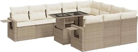 vidaXL Set canapele de grădină cu perne, 11 piese, bej, poliratan
