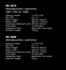 Aplica 1/2 iluminat exterior design clasic in stil Empire din fier forjat, WL 3559