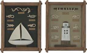 Tablou decorativ natural din lemn de pin și sticlă, "Knots"
