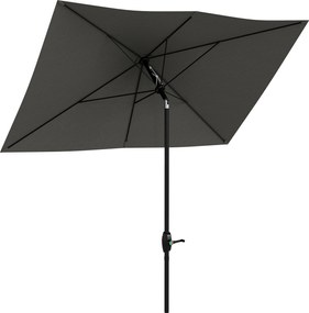 Outsunny Umbrelă de Soare Dreptunghiulară, Umbrelă pentru terasă cu înclinare și deschidere cu manivelă, 300x200x248 cm, Gri | Aosom Romania