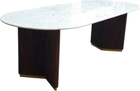 Masa ovala GATSBY 240cm lemn de mango, blat marmura alba