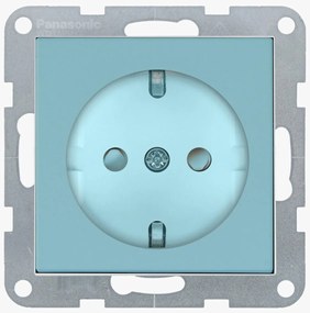 Priza simpla cu impamantare, protectie copii, 16A, IP20, Turcoaz, Panasonic Karre Plus 55 Soft Touch