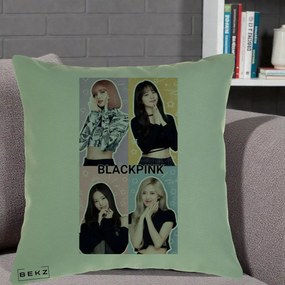 Perna Personalizata K-pop BLACKPINK Negru, 40x40 cm, Verde, Husa Detasabila, Perna Inclusa, BEKZ®