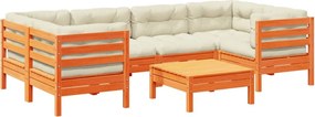 vidaXL Set canapele grădină cu perne, 7 piese, maro, lemn masiv de pin