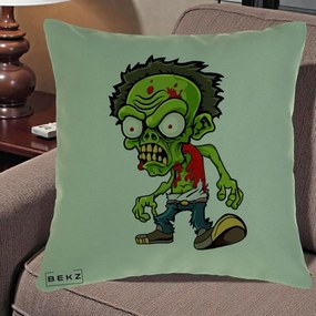 Perna Decorativa Zombie Halloween, 40x40 cm, Verde, Husa Detasabila, Perna Inclusa, BEKZ®