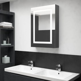 326491 vidaXL Dulap de baie cu oglindă și LED, gri strălucitor, 50x13x70 cm