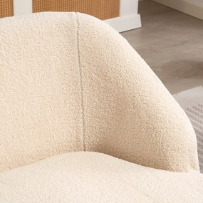 HOMCOM Canapé 2 places canapé en tissu bouclette 142 cm cu spătar și șezut curbat, fără asamblare necesară, bej | Aosom Romania