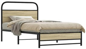 vidaXL Cadru de pat fără saltea 107x203 cm Lemn derivat stejar Sonoma