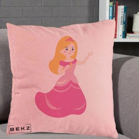 Perna Personalizata Printesa Roz cu Microfon, 40x40 cm, Roz, Husa Detasabila, Perna Inclusa, BEKZ®