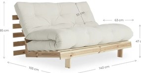 Canapea extensibilă bej 140 cm Roots - Karup Design