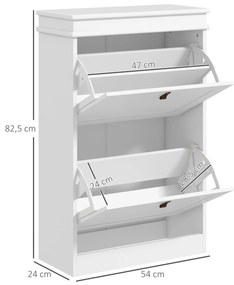 HOMCOM Dulap Pantofi Îngust cu 2 Uși Abative și Rafturi Ajustabile pentru 10 Perechi de Pantofi pentru Intrare 54x24x82,5 cm | Aosom Romania