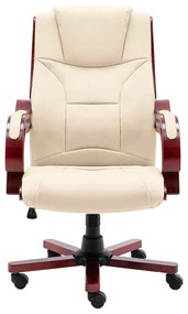 20566 vidaXL Scaun de birou, crem, piele naturală