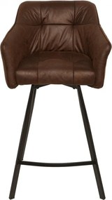 Scaun bar cu brate, elegant, Loft microfibra maro antic A-39082 VC