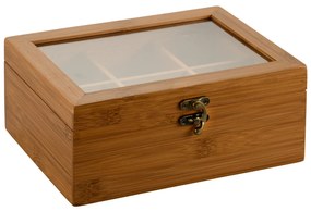 Cutie din bambus cu compartimente, 21,7 x 16 x 9 cm