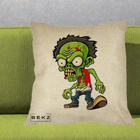 Perna Decorativa Zombie Halloween, 40x40 cm, Crem, Husa Detasabila, Perna Inclusa, BEKZ®