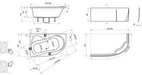 Ravak C571000000 - Cadă de colț ROSA 160x95 cm, acrilic/alb