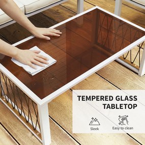 Outsunny Set mobilier grădină 4 piese Polyrattan lounge cu canapea 2 locuri, 2 fotolii, masă cu sticlă, perne detașabile, saltea antiderapantă | Aosom Romania