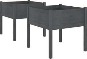 vidaXL Jardiniere de grădină, 2 buc., gri, 70x70x70 cm, lemn masiv pin