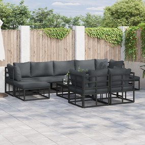 vidaXL Set de canapele pentru grădină 10 pcs Negru 70 x 70 x 32 cm