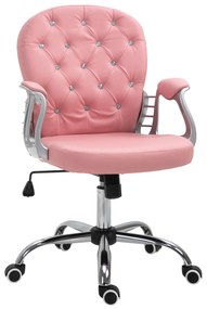 Vinsetto Fotoliu de birou, Ergonomic Fotoliu de birou cu Suport pentru Brațe, Spătar Căptușit, Reglabil în Înălțime Fotoliu de calculator cu Piele Ecologică, Scaun Rotativ pentru Acasă sau Birou, Roz | Aosom Romania