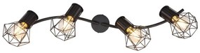 Lustra cu 4 spoturi directionabile design industrial PRISKA negru