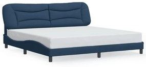 3207799 vidaXL Cadru de pat cu tăblie, albastru, 200x200 cm, textil