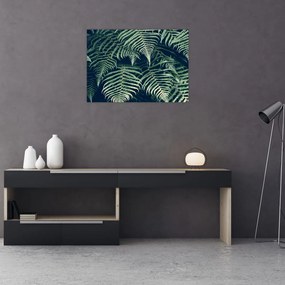 Tablou pe sticlă cu frunze de ferigă (70x50 cm)