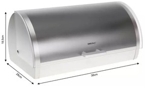 Cutie pentru paine Kinghoff KH 3203, 39.5x28x18.5 cm, Otel, Capac semi-transparent, Alb/Gri