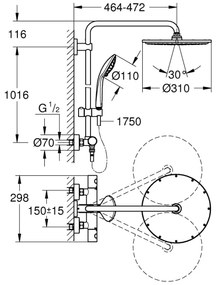 GROHE EUPHORIA SYSTEM 310 26075AL0 - Sistem de duș, 450 mm, grafit