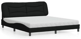 vidaXL Pat cu saltea, negru, 180x200 cm, catifea