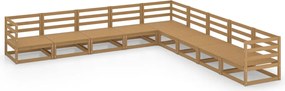 vidaXL Set mobilier de grădină, 9 piese, maro miere, lemn masiv de pin