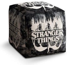 Taburet Cube Stranger Things White, negru / alb