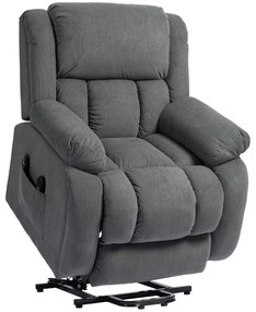 HOMCOM Fotoliu de Ridicare și Înclinare cu 2 Buzunare și Telecomandă, Gri | Aosom Romania