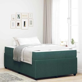 vidaXL Cadru de pat cu saltea Altele Verde închis 120 x 190 cm Catifea