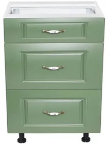 Corp inferior 60 cu 3 sertare metalice pentru greutate Zebra MDF Verde