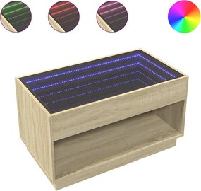 vidaXL Măsuță de cafea cu LED infinity, stejar sonoma, 90x50x50 cm