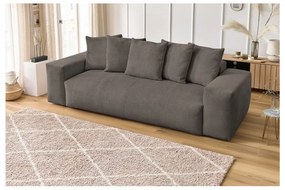 Canapea gri/maro cu tapițerie din catifea reiată 280 cm Voltaire – Bobochic Paris