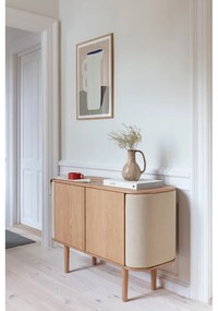 Comodă bej/în culoare naturală joasă cu aspect de lemn de stejar 109x75 cm Treasures – UMAGE