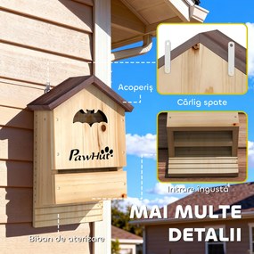 PawHut Set de 3 Căsuțe pentru Lilieci din Lemn de Brad, Adăpost pentru Lilieci pentru Grădină și Exterior, Ușor de Montat, 21.5x11.5x34 cm | Aosom Romania
