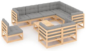 vidaXL Set mobilier grădină cu perne, 10 piese, lemn masiv de pin